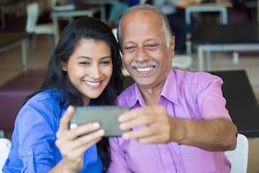 Couple watching on a phone